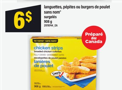 Languettes, pépites ou burgers de poulet sans nom®, 908 g