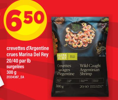 Crevettes d'argentine crues marina del rey, 300 g, 20/40 par lb