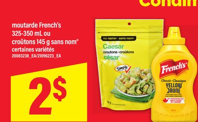 Moutarde french's, 325-350 ml ou croûtons, 145 g sans nom