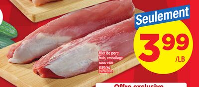 Filet de porc frais, emballage sous-vide