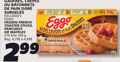 Gaufres, crêpes ou bâtonnets de pain doré surgelés kellogg's eggo