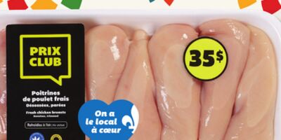 Poitrines de poulet frais désossées prix club