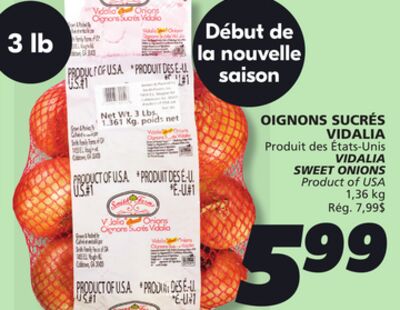 Oignons sucrés vidalia