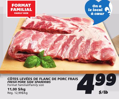 Côtes levées de flanc de porc frais