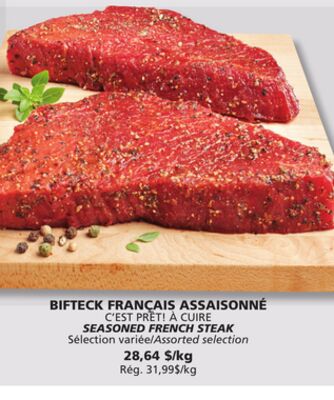 Bifteck français assaisonné c'est prêt! à cuire