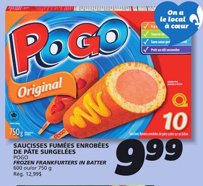 Saucisses fumées enrobées de pâte surgelées pogo