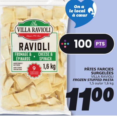 Pâtes farcies surgelées villa ravioli