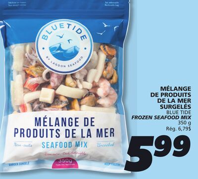 Mélange de produits de la mer surgelés. blue tide. 350 g.