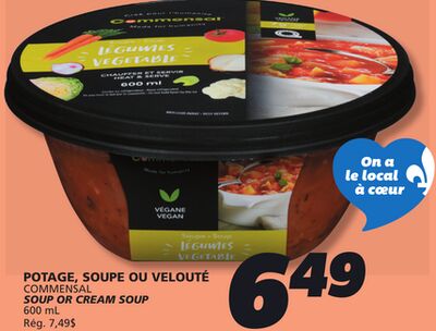 Potage, soupe ou velouté commensal
