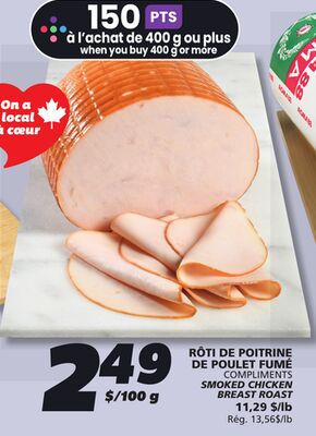 Rôti de poitrine de poulet fumé compliments