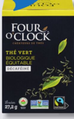 Thé ou tisane en sachets biologiques et équitables four o'clock