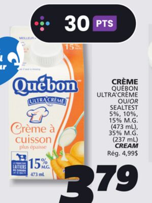 Crème québon ultra'crème ou sealtest
