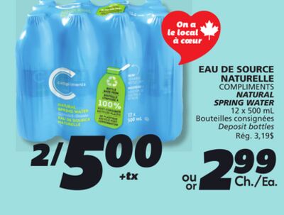 Eau de source naturelle compliments