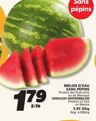 Quartier de melon d'eau sans pépins