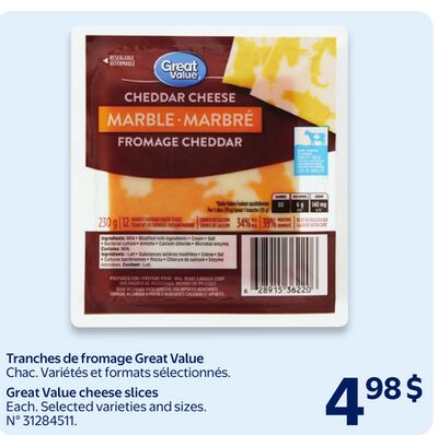 Tranches de fromage great value