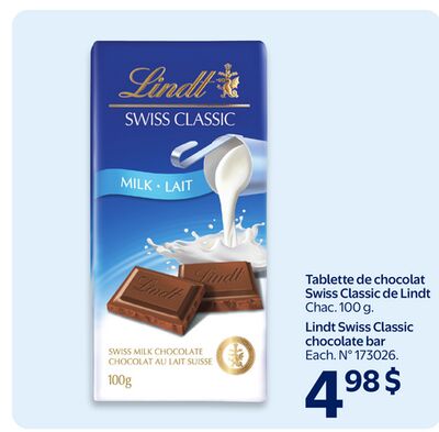 Tablette de chocolat swiss classic de lindt