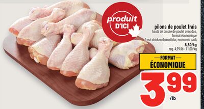 PILONS DE POULET FRAIS | FRESH CHICKEN DRUMSTICKS, ECONOMIC PACK