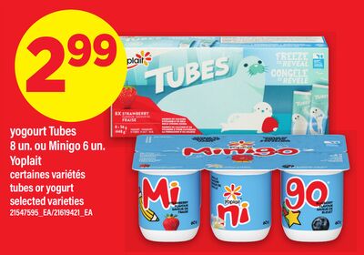 YOGOURT TUBES, 8 UN. OU MINIGO, 6 UN. YOPLAIT | TUBES OR YOGURT
