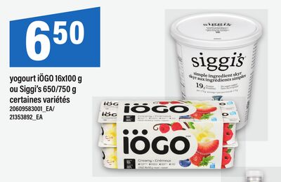 YOGOURT IÖGO, 16X100 G OU SIGGI'S, 650/750 G
