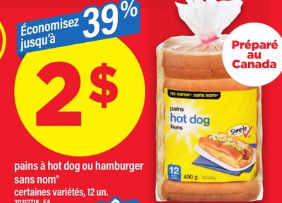 PAINS À HOT DOG OU HAMBURGER SANS NOM®, 12 un.