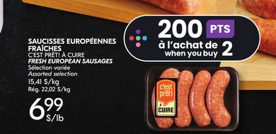 SAUCISSES EUROPÉENNES FRAÎCHES C'EST PRÊT! À CUIRE