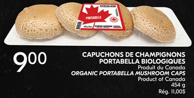 CAPUCHONS DE CHAMPIGNONS PORTABELLA BIOLOGIQUES