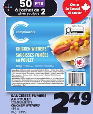 SAUCISSES FUMÉES AU POULET COMPLIMENTS