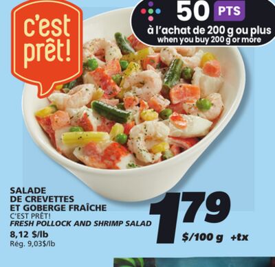 SALADE DE CREVETTES ET GOBERGE FRAÎCHE C'EST PRÊT!