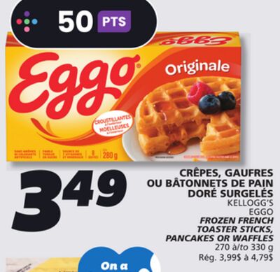 CRÊPES, GAUFRES OU BÂTONNETS DE PAIN DORÉ SURGELÉS KELLOGG'S EGGO