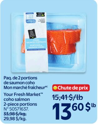 Paq. de 2 portions de saumon coho mon marché fraîcheur