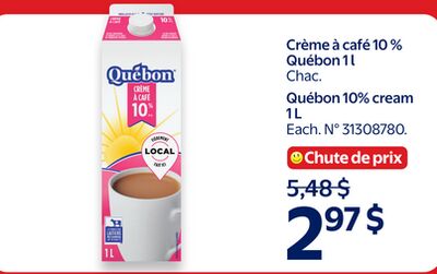 Creme å café 10 % québon 1 l