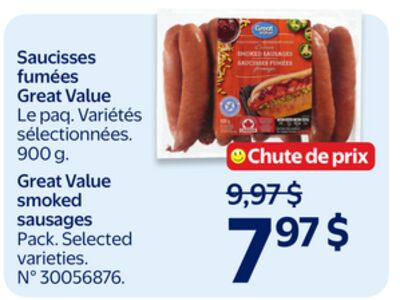 Saucisses fumées great value