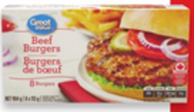 Burgers de boeuf ou de poulet ou burgers entièrement cuits great value