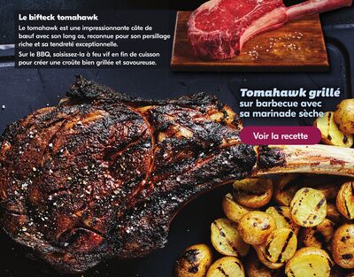 Tomahawk grille sur barbecue avec sa marinade seche