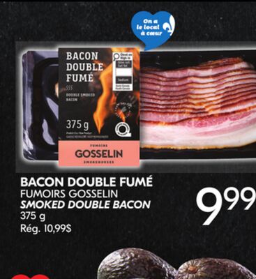 Bacon double fumé fumoirs gosselin