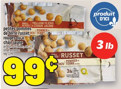 Petites pommes de terre russet, rouges ou à chair jaune