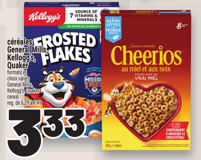 Céréales general mills,kellogg's, quaker