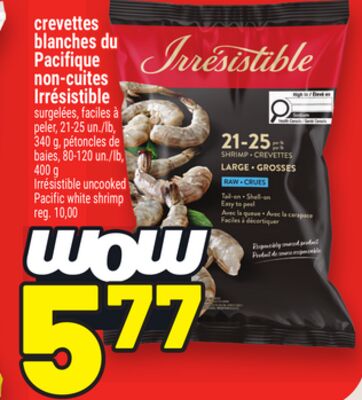 Crevettes blanches du pacifique non-cuites irrésistible