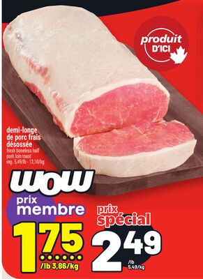 Demi-longe de porc frais désossée