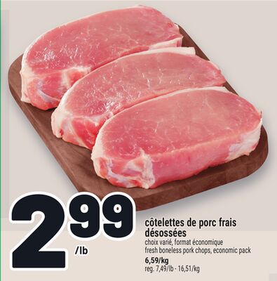 Côtelettes de porc frais désossées