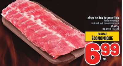 Côtes de dos de porc frais