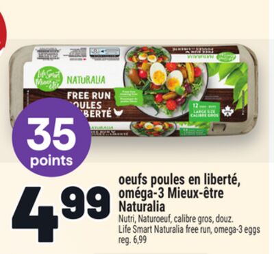 Oeufs poules en liberté, oméga‑3 mieux‑être naturalia