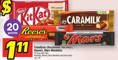 Friandises chocolatées hershey's, reese's, mars mondelez