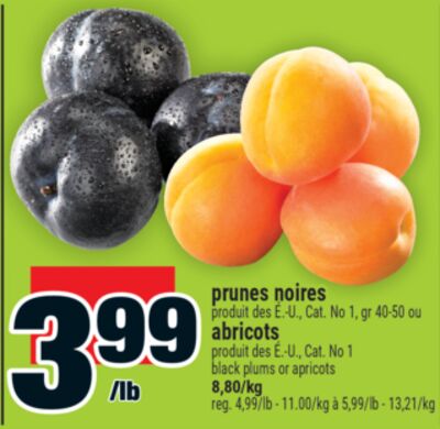 Prunes noires ou abricots