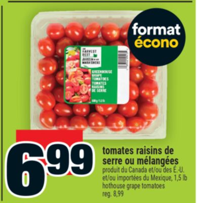 Tomates raisins de serre ou mélangées