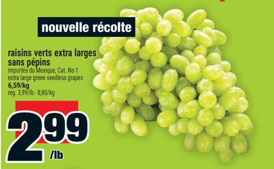 Raisins verts extra larges sans pépins