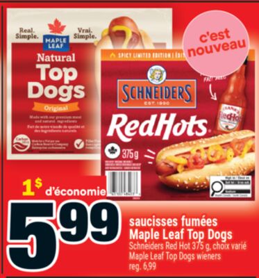 saucisses fumées Maple Leaf Top Dogs | Maple Leaf Top Dogs wieners