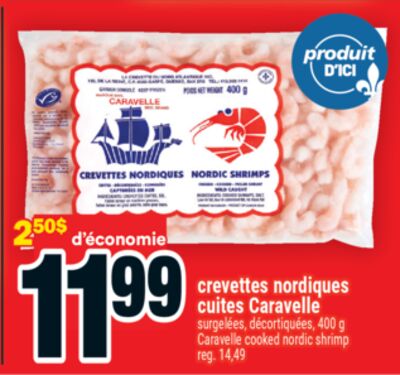 Crevettes nordiques cuites caravelle