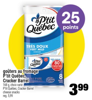 Goûters au fromage p'tit québec, cracker barrel