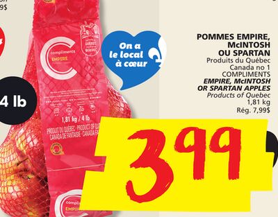 Pommes empire, mcintosh ou spartan compliments